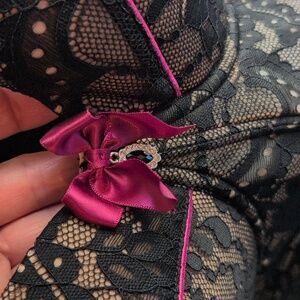 Adore Me Elegant Black Lace Bustier with Pink Accents